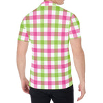 White Pink And Green Buffalo Plaid Print Men's Shirt