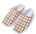 White Pink And Green Buffalo Plaid Print Mesh Casual Shoes
