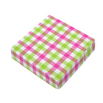 White Pink And Green Buffalo Plaid Print Outdoor Seat Cushion Cover