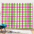 White Pink And Green Buffalo Plaid Print Pencil Pleat Curtains