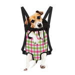 White Pink And Green Buffalo Plaid Print Pet Carrier Backpack