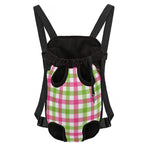 White Pink And Green Buffalo Plaid Print Pet Carrier Backpack