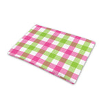 White Pink And Green Buffalo Plaid Print Pet Cooling Mat Cover