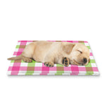White Pink And Green Buffalo Plaid Print Pet Cooling Mat Cover