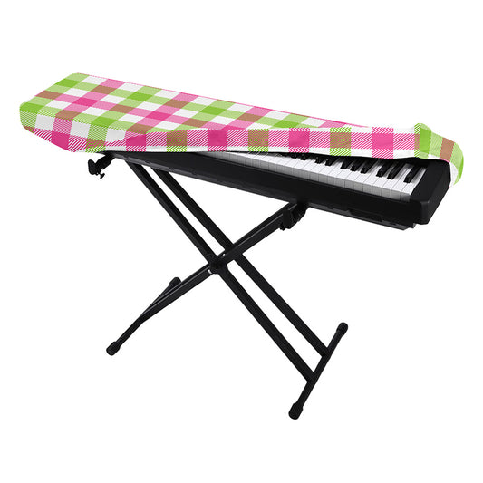 White Pink And Green Buffalo Plaid Print Piano Keyboard Cover