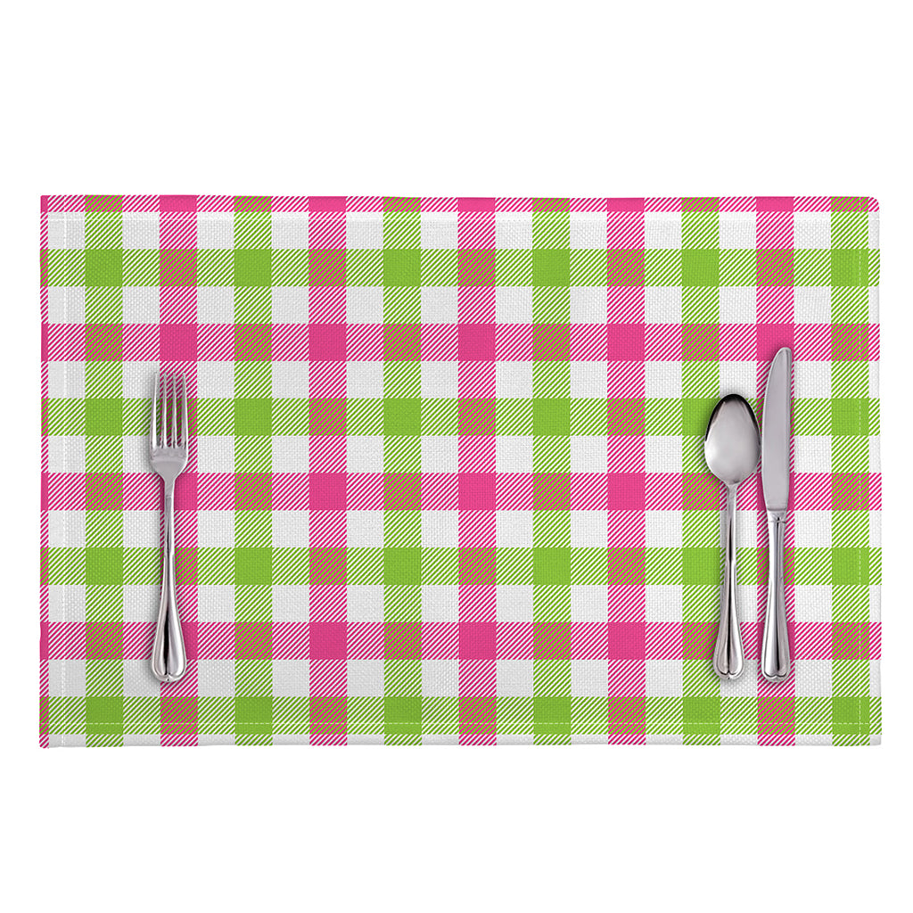 White Pink And Green Buffalo Plaid Print Placemat