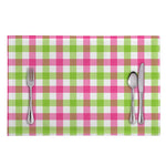 White Pink And Green Buffalo Plaid Print Placemat