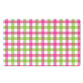 White Pink And Green Buffalo Plaid Print Polyester Doormat