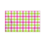 White Pink And Green Buffalo Plaid Print Polyester Flag