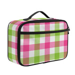 White Pink And Green Buffalo Plaid Print Portable Lunch Bag