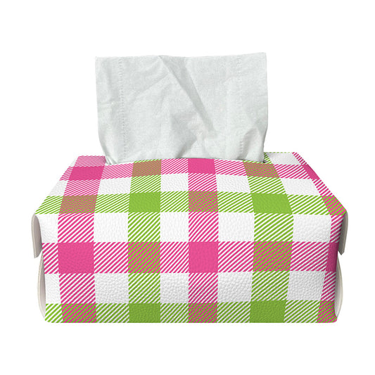 White Pink And Green Buffalo Plaid Print Rectangle Tissue Box Cover