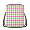 White Pink And Green Buffalo Plaid Print Rectangular Crossbody Bag