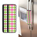 White Pink And Green Buffalo Plaid Print Refrigerator Handle Covers