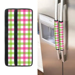 White Pink And Green Buffalo Plaid Print Refrigerator Handle Covers
