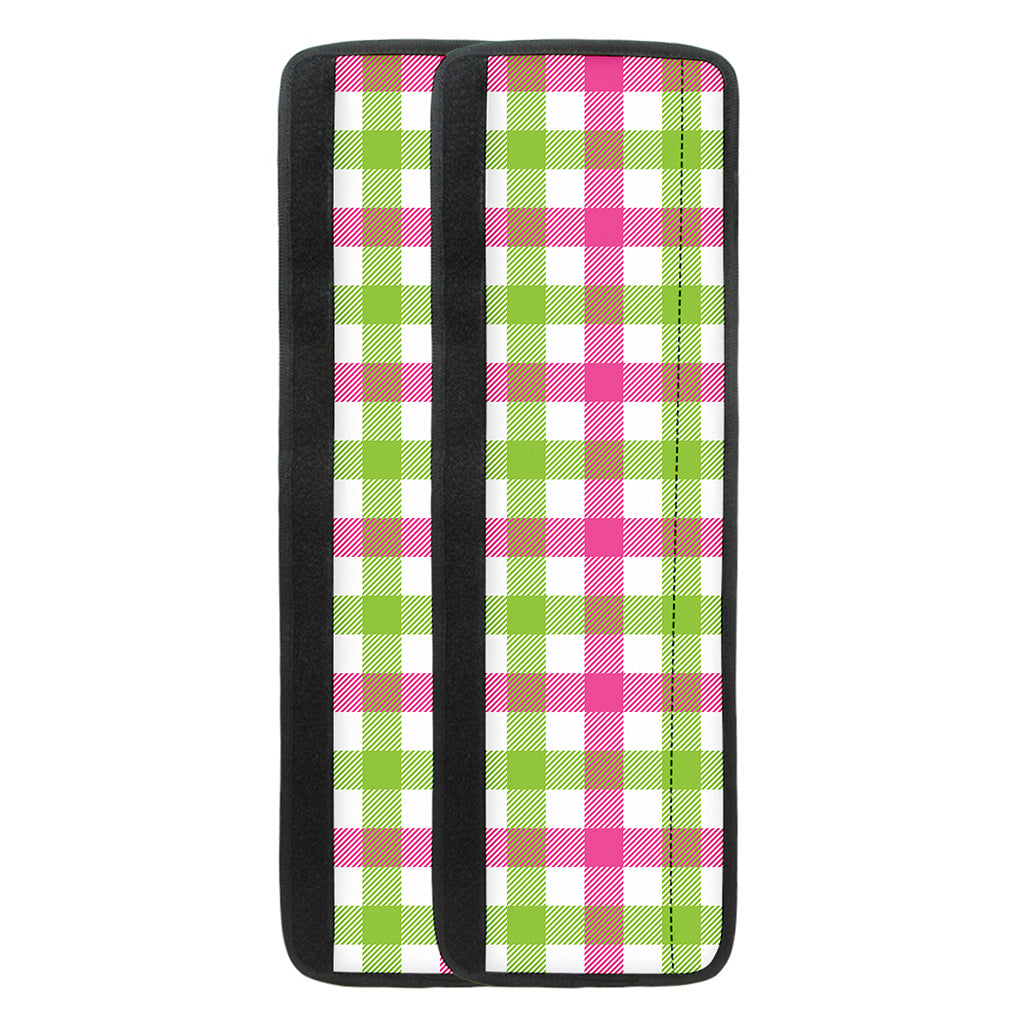 White Pink And Green Buffalo Plaid Print Refrigerator Handle Covers