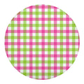 White Pink And Green Buffalo Plaid Print Round Blanket