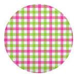White Pink And Green Buffalo Plaid Print Round Blanket