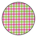 White Pink And Green Buffalo Plaid Print Round Floor Mat