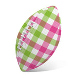 White Pink And Green Buffalo Plaid Print Rugby Ball