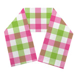 White Pink And Green Buffalo Plaid Print Scarf