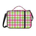 White Pink And Green Buffalo Plaid Print Shoulder Strap Bible Bag
