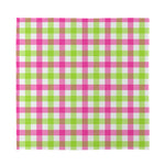 White Pink And Green Buffalo Plaid Print Silk Bandana