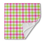 White Pink And Green Buffalo Plaid Print Silk Bandana
