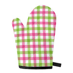 White Pink And Green Buffalo Plaid Print Single Oven Mitt