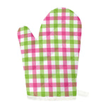 White Pink And Green Buffalo Plaid Print Single Oven Mitt