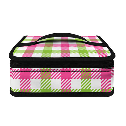 White Pink And Green Buffalo Plaid Print Small Lunch Bag