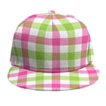 White Pink And Green Buffalo Plaid Print Snapback Cap