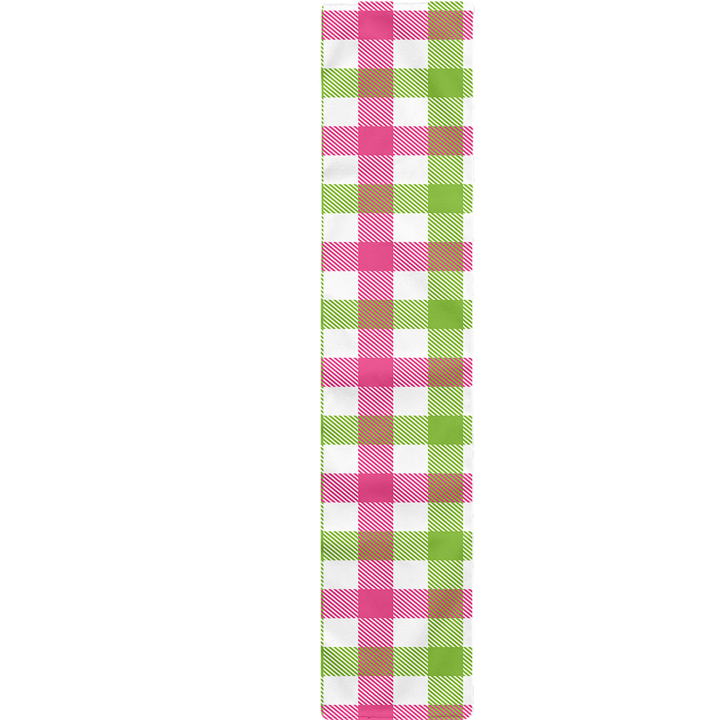 White Pink And Green Buffalo Plaid Print Table Runner