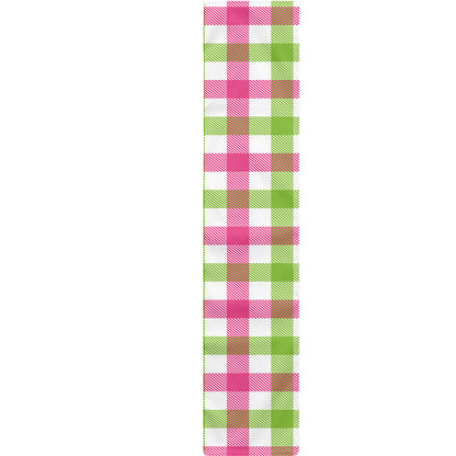 White Pink And Green Buffalo Plaid Print Table Runner