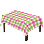White Pink And Green Buffalo Plaid Print Tablecloth