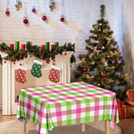 White Pink And Green Buffalo Plaid Print Tablecloth