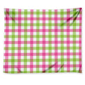 White Pink And Green Buffalo Plaid Print Tapestry