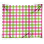 White Pink And Green Buffalo Plaid Print Tapestry