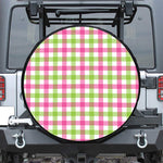 White Pink And Green Buffalo Plaid Print Tire Cover