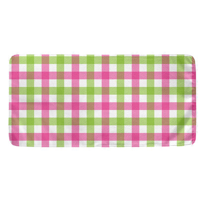 White Pink And Green Buffalo Plaid Print Towel