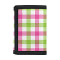 White Pink And Green Buffalo Plaid Print Trifold Wallet