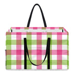 White Pink And Green Buffalo Plaid Print Utility Tote Bag