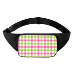 White Pink And Green Buffalo Plaid Print Waist Bag