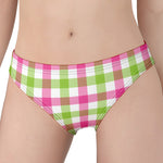 White Pink And Green Buffalo Plaid Print Women's Panties