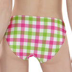 White Pink And Green Buffalo Plaid Print Women's Panties