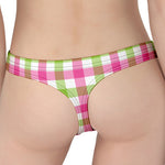 White Pink And Green Buffalo Plaid Print Women's Thong