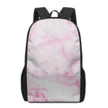 White Pink Marble Print 17 Inch Backpack