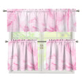 White Pink Marble Print 3 Piece Kitchen Curtains