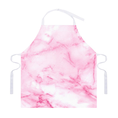 White Pink Marble Print Adjustable Apron