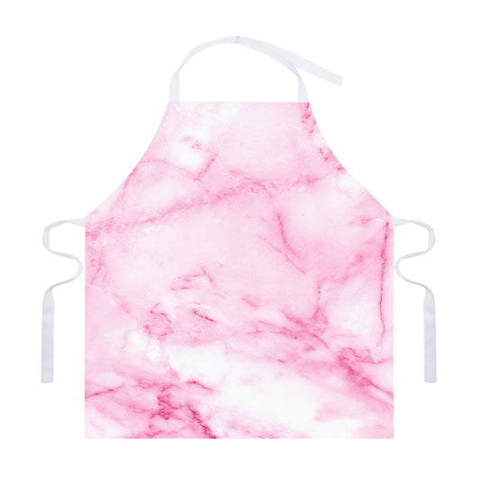 White Pink Marble Print Adjustable Apron