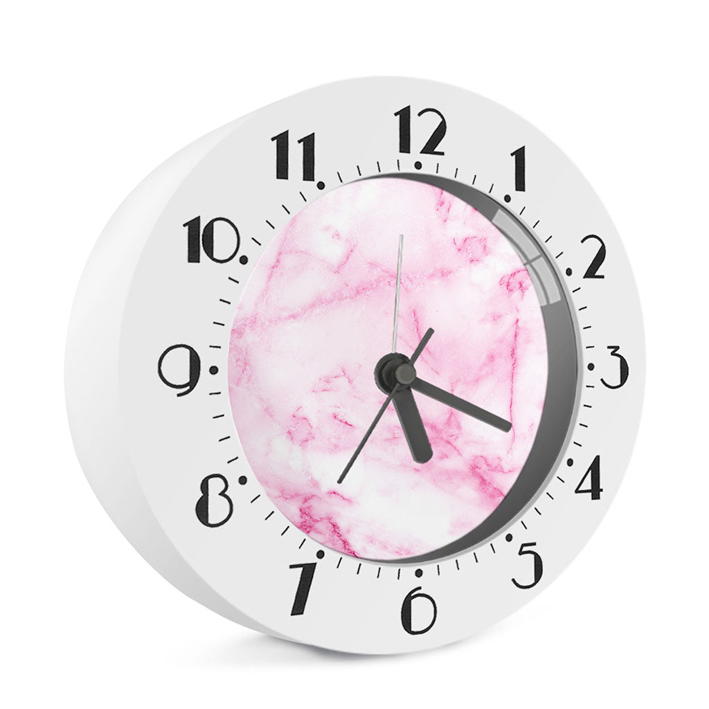 White Pink Marble Print Alarm Clock
